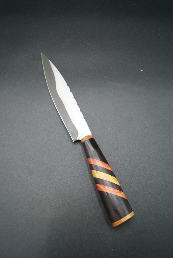 Couteau de chef NCV60/304L. If, ébène bois de rose, de violette et mûrier