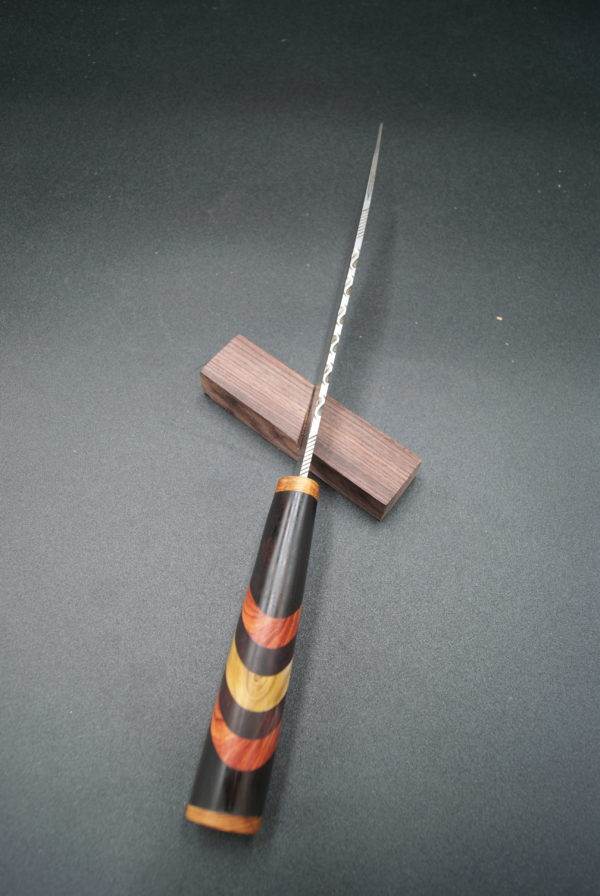 Couteau de chef NCV60/304L. If, ébène bois de rose, de violette et mûrier
