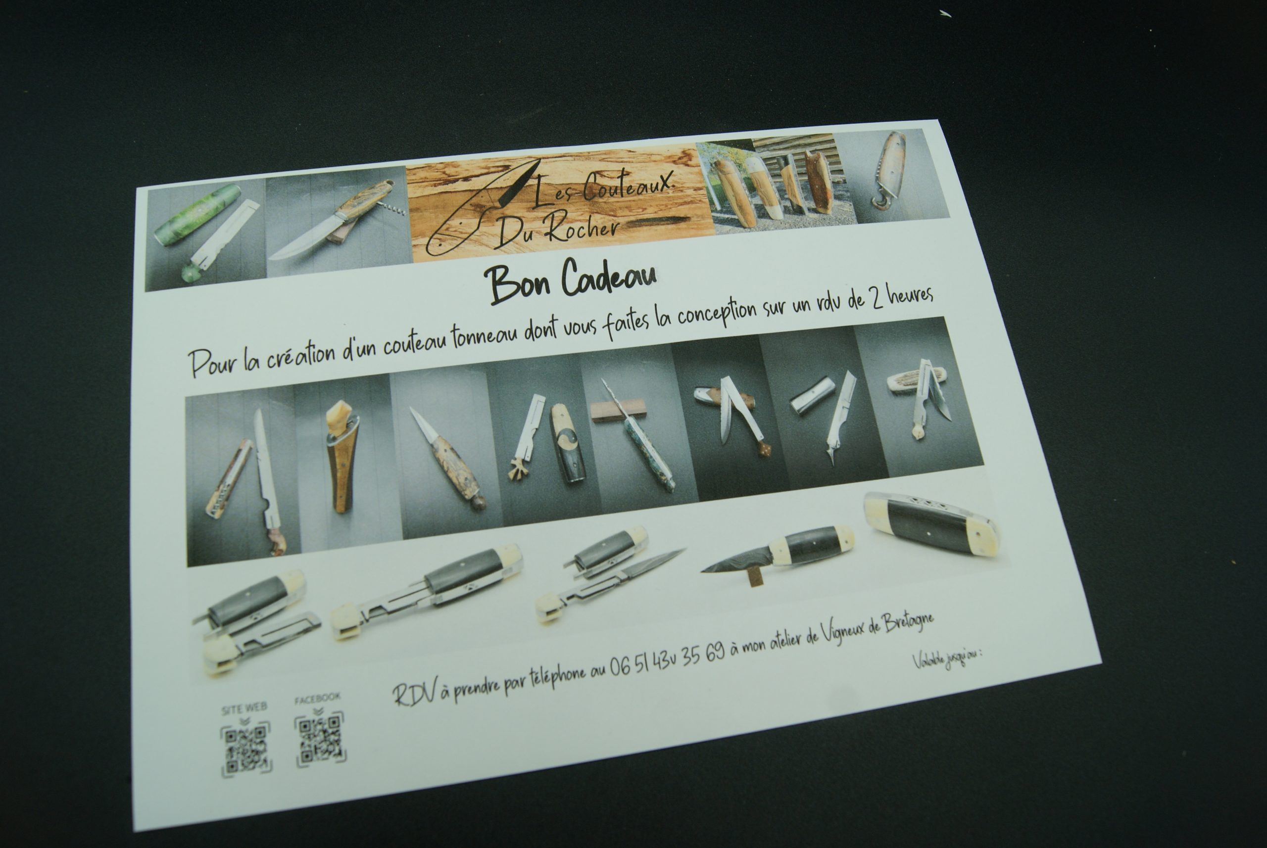 Bon cadeau pour un couteau tonneau